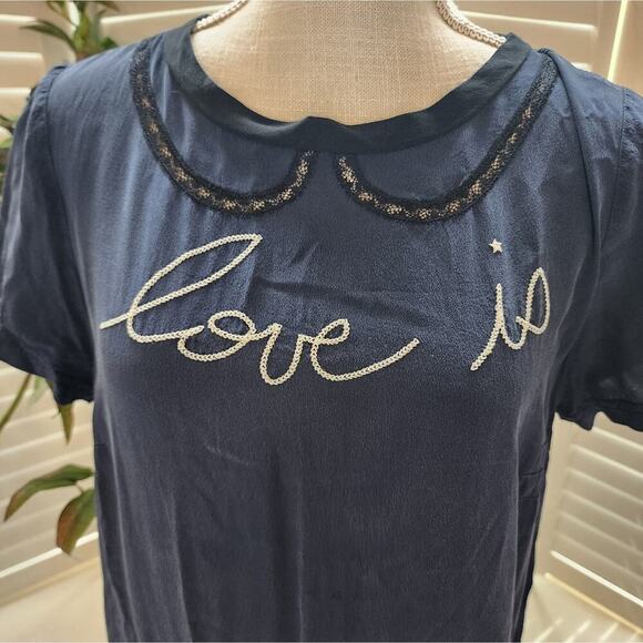 ZADIG & VOLTAIRE NAVY LOVE IS SILK DRESS SIZE SMALL - Picture 3 of 6